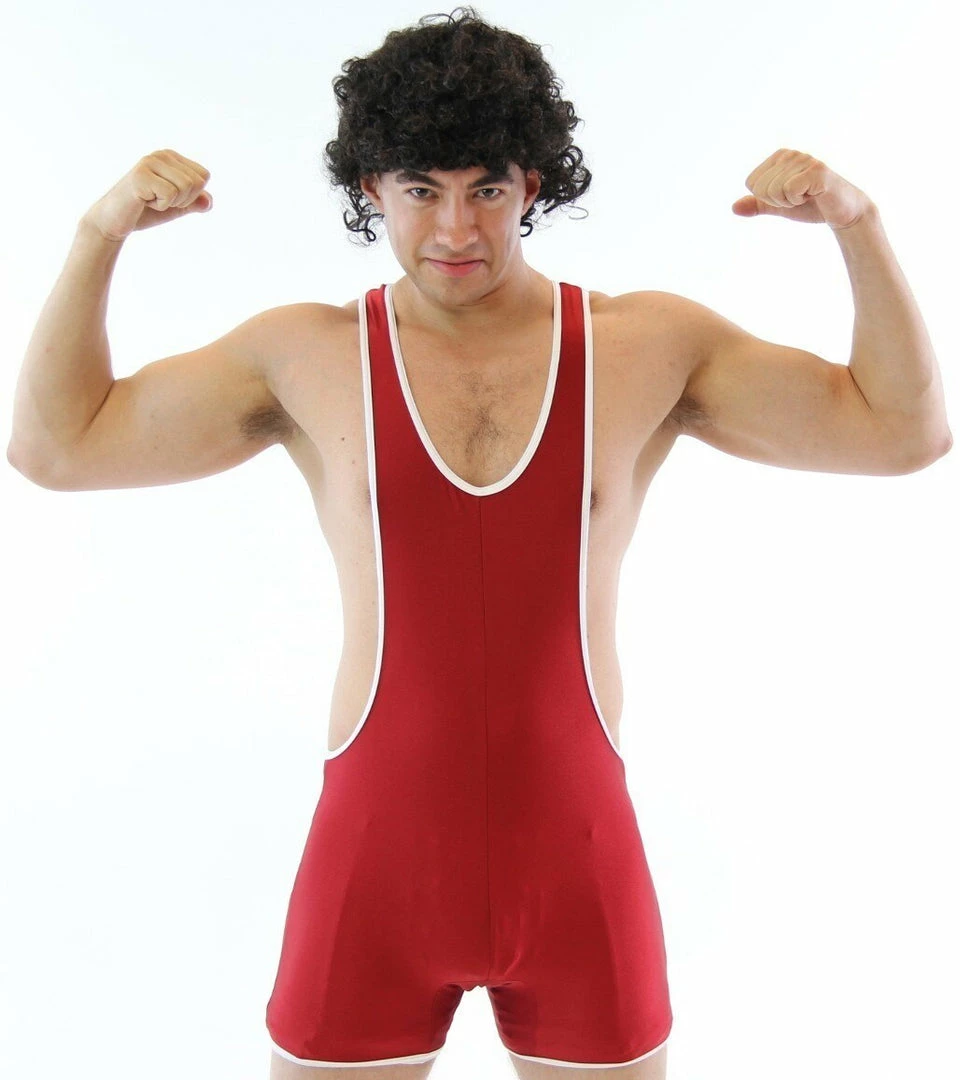 Costume Agent High School Gym Wrestling Team Wrestler Uniform Costume Singlet & Wig 3 Costume Agent High School Gym Wrestling Team Wrestler Uniform Costume Singlet & Wig