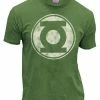 Junk Food Green Lantern Distressed Logo Mens T-shirt