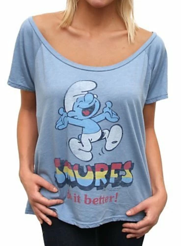 Junk Food Smurfs Do It Better Off The Shoulder Flirt Mystic T-shirt 3 Junk Food Smurfs Do It Better Off The Shoulder Flirt Mystic T-shirt
