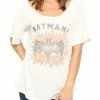 Junk Food Batman! Vintage Inspired Slub Heartbreaker Off The Shoulder T-shirt
