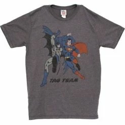 Junk Food Shirts / Tops Batman And Superman Tag Team Vintage Inspired T-Shirt