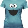 Mighty Fine Shirts / Tops Cookie Monster Face Light Cyan T-shirt
