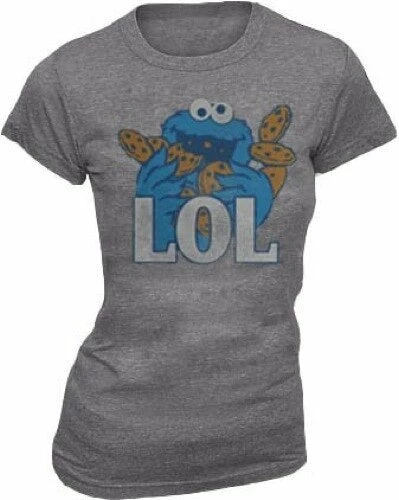 Mighty Fine Sesame Street Cookie Monster LOL Heather Gray Juniors T-shirt Shirts / Tops 3 Mighty Fine Sesame Street Cookie Monster LOL Heather Gray Juniors T-shirt Shirts / Tops