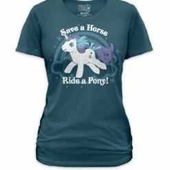Mighty Fine Save A Horse Ride A Pony Juniors Azure T-shirt