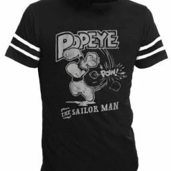 Life Clothing Popeye The Sailorman Pow Black With Striped Sleeves T-shirt Shirts / Tops