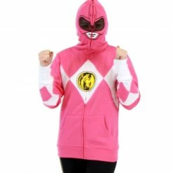Mighty Fine Hoodies I Am Pink Ranger Full Zip Costume Hoodie Sweatshirt