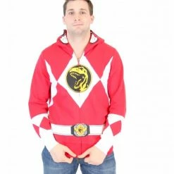 Mighty Fine Hoodies I Am Red Ranger Full Zip Costume Hoodie Sweatshirt