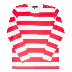 Costume Agent Halloween Costume Waldo Robber Striped Long Sleeve Shirt