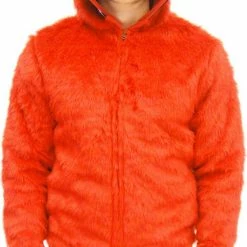 Mighty Fine Elmo Red Faux Fur Full Zip Hoodie Jacket