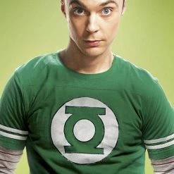 Kids Republic Green Lantern Logo With Striped Sleeves T-shirt Men's Shirts