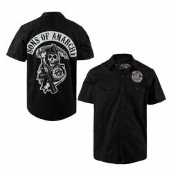 Changes Men's Shirts SOA Classic Reaper Patch Button Up Workshirt