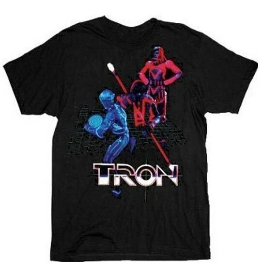 Mighty Fine Shirts / Tops Tron Battle Grid Black Adult T-shirt 3 Mighty Fine Shirts / Tops Tron Battle Grid Black Adult T-shirt