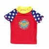 Ingear Fashions Wonder Woman Shield Logo Short Sleeve Rash Guard Swimsuits / Shorts