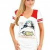 Junk Food Wonder Woman Bombshell Juniors Burnout T-shirt With Striped Sleeves 1 Junk Food Wonder Woman Bombshell Juniors Burnout T-shirt With Striped Sleeves